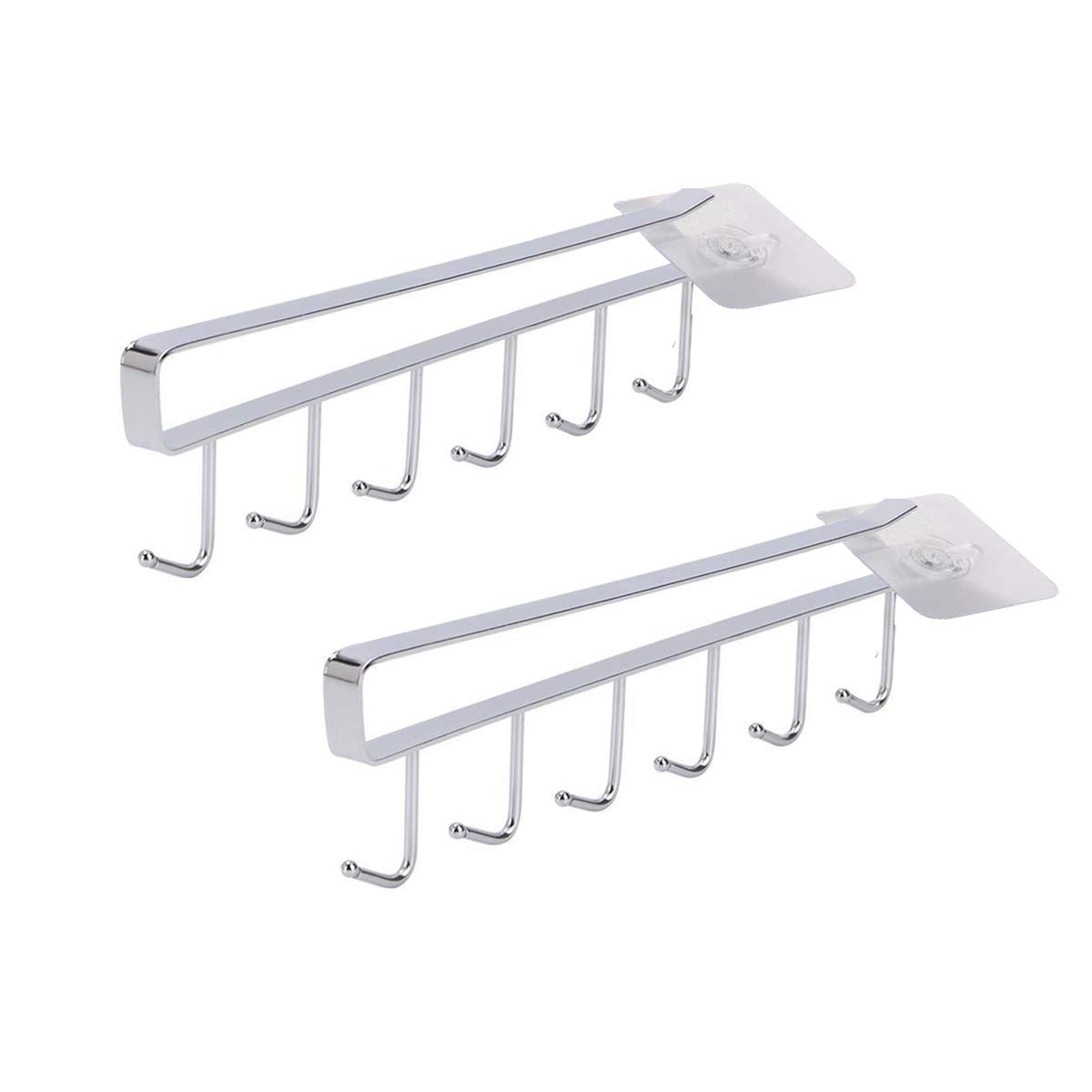 Cup Holder Under Cabinet 2 Pack Coffee Tea Cup Mug Holder with 6 Hooks Under Shelf Glasses Storage Drying Holder Rack Cupboard with 2 Pack Adhesive Screws for Kitchen,Gold