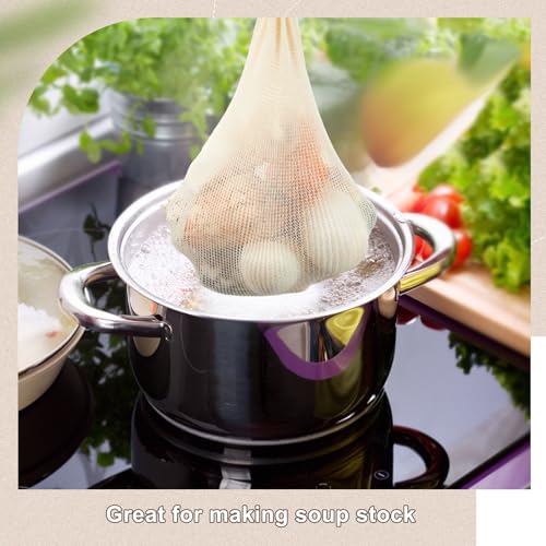 Vincreem 20 Pcs Seafood Boil Bags, Reusable Crab Boil Bags for Steaming and Boiling, Sturdy Soup Socks for Chicken Soup Cotton Mesh Strainer Cooking Pouches, 14 x 5 Inches