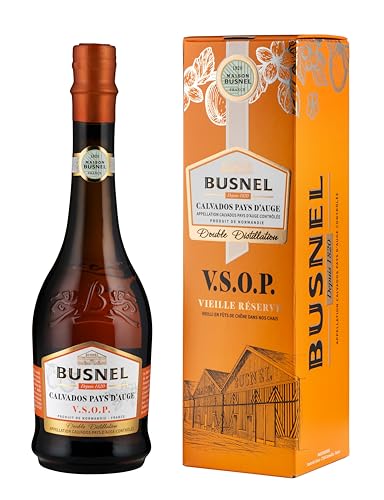 Busnel Calvados Pays dAuge AOC VSOP - 70cl 40% ABV - Blend of Premium Calvados from Pays dAuge Aged for Atleast 4 Years in Oak Barrels