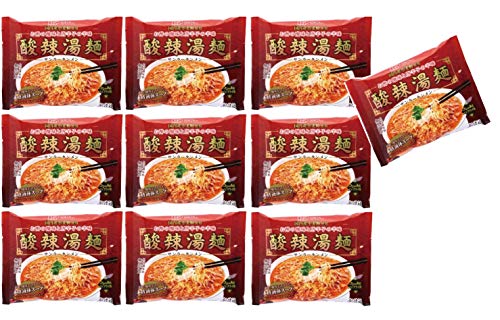 天然かんすい 酸辣湯麺 ( サンラータンメン ) 111g×10個★ 宅配便 ★国内産小麦粉を100%使用したノンフライ麺に、米酢・黒酢のさわやかな酸味と唐辛子のピリッとした辛み、鶏や牡蠣の旨みで仕上げた特製液体スープを合わせた酸辣湯麺です。★ 化学調味料