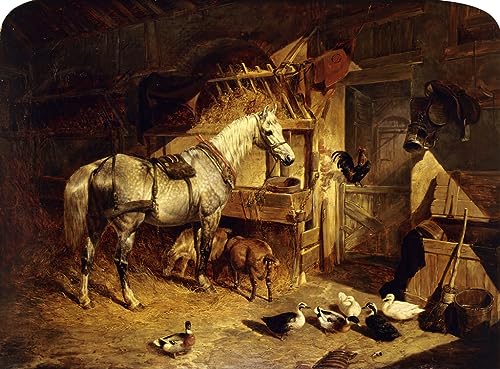 Toile écurie et cheval gris Herring 60x90cm pour habiller un grand mur avec élégance rustique