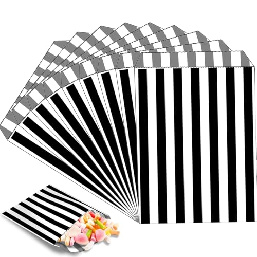 MOMAHUA 100 Stück Schwarz Mini Papiertüten Candy Bar Naschitüten Klein Kraft Butterbrottüten Bunt 13x18cm Geschenktüten Tüten Candybar Brotpapiertüten für Halloween Weihnachten Hochzeiten