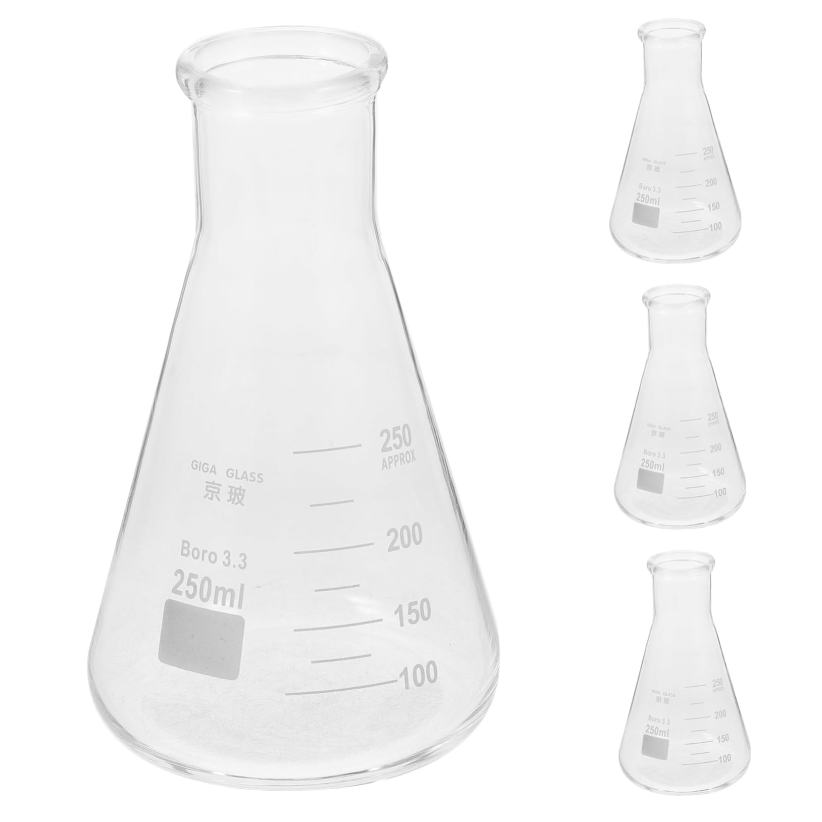 Veemoon 4piezas Supplies De Laboratorio Matraces De Vidrio Compactos y Para Experimentos Escolares Diseño Seguro