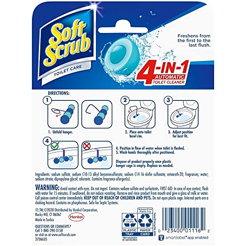 Image of Soft Scrub 4-in-1 Rim Hanger Toilet Bowl Cleaner,Sapphire Waters,(Pack of 12)