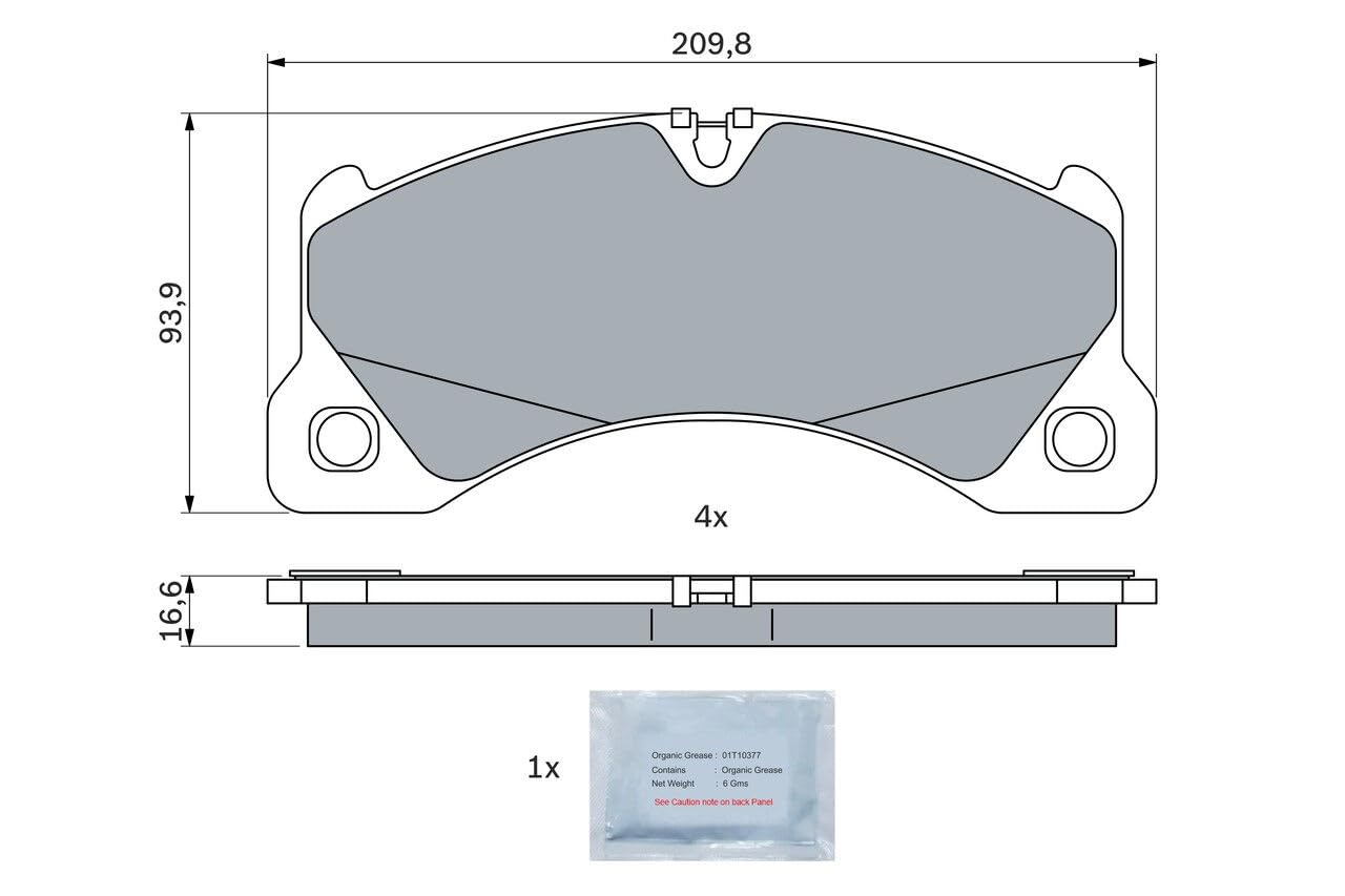 Bosch BP2587 Pastillas de freno - Eje delantero - certificación ECE-R90-1 juego de 4 pastillas
