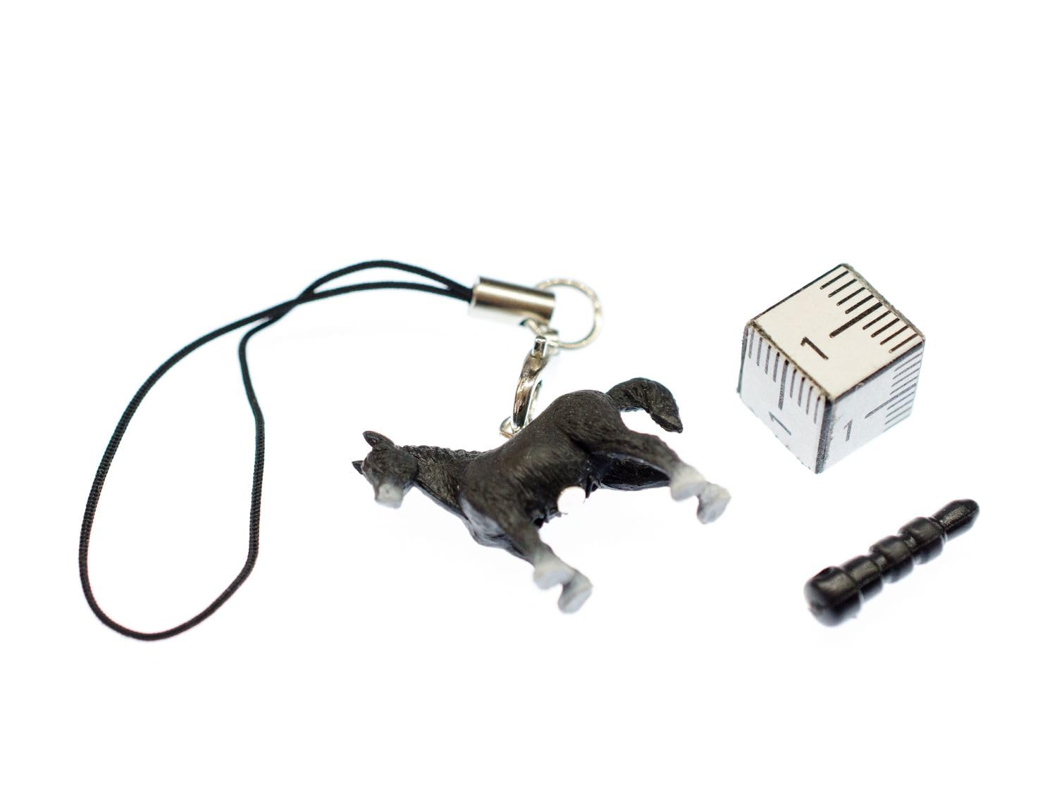 Miniblings Horse Mobile Cell Phone Charm Pendant Black Rubber 25Mm Animal Horses