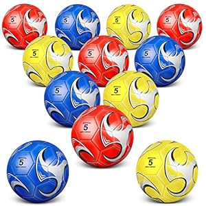 Lenwen 12 Pcs Soccer Balls with Pump Bulk Official Size 5 4 3 Kids Teen Adult Indoor Outdoor Sports Soccer Ball Toddler Youth Gift for Training Game Practice Christmas Operation