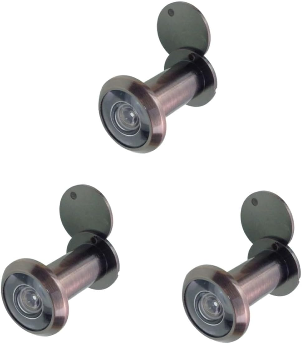 3pcs Copper Door Viewer with Large Viewing Angle Prying Resistant Peep Hole for Home Office and Hotel Use Durable Bronze Finish with Rear Lid Cover