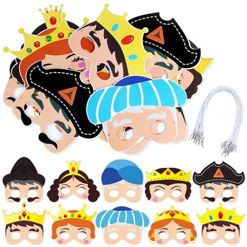Hotop 30 Sets Purim Masks for Kids Decorations Jewish Party DIY Purim Masks for Kids Jewish Costume Gifts Game Role Play Cosplay Religious Party Favors Supplies