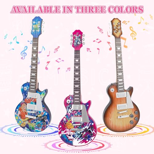 deAO Kids Electric Musical Guitar Play Set,Adjustable Height Microphone,Amplifier Set with Stand, Musical Guitar Play Set,Microphone, Amp, AUX, Birthday for Kids Boys Girls