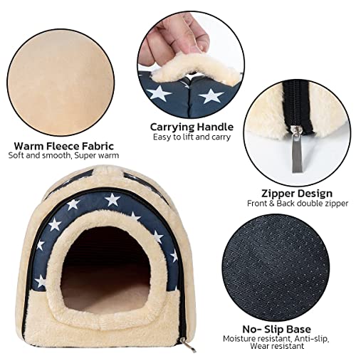 Pantula Meerschweinchen Bett Kuschelhöhle - Höhle Gemütliches groß Hamster Kleintier Bett Versteck mit Abnehmbarer Matte für Hamster Kaninchen Igel Chinchilla Bartagamen und Frettchen (Blau)