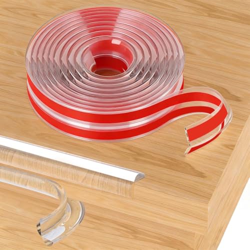 KEJOL Tira Protectora de Bordes de Silicona, Protector de Esquinas Transparente para Bébé, Suave para Muebles Mesa, Seguridad Infantil (1M)