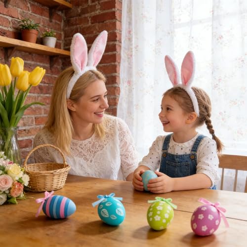 Sifxouped 48 Stück Ostereier zum Aufhängen,Bunte Ostereier Plastik,Hängdeko für Ostern,Plastik Eier ls Dekoration für Sträuße und Zweige zur Osterzeit