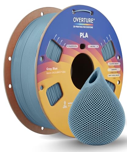 Image of OVERTURE PLA Filament 1.75mm, Neatly Wound 3D Printer Filament 1kg Spool (2.2lbs), Dimensional Accuracy + /- 0.02 mm, Fit Most FDM 3D Printers (Grey Blue)