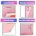 Heavty 5 Pocket Wall File Holder Organizer, Mesh Hanging Wall Mounted Document Paper Folder Filing Magazine Rack with Nametag Label for Office Home School, 5 Tier Pink