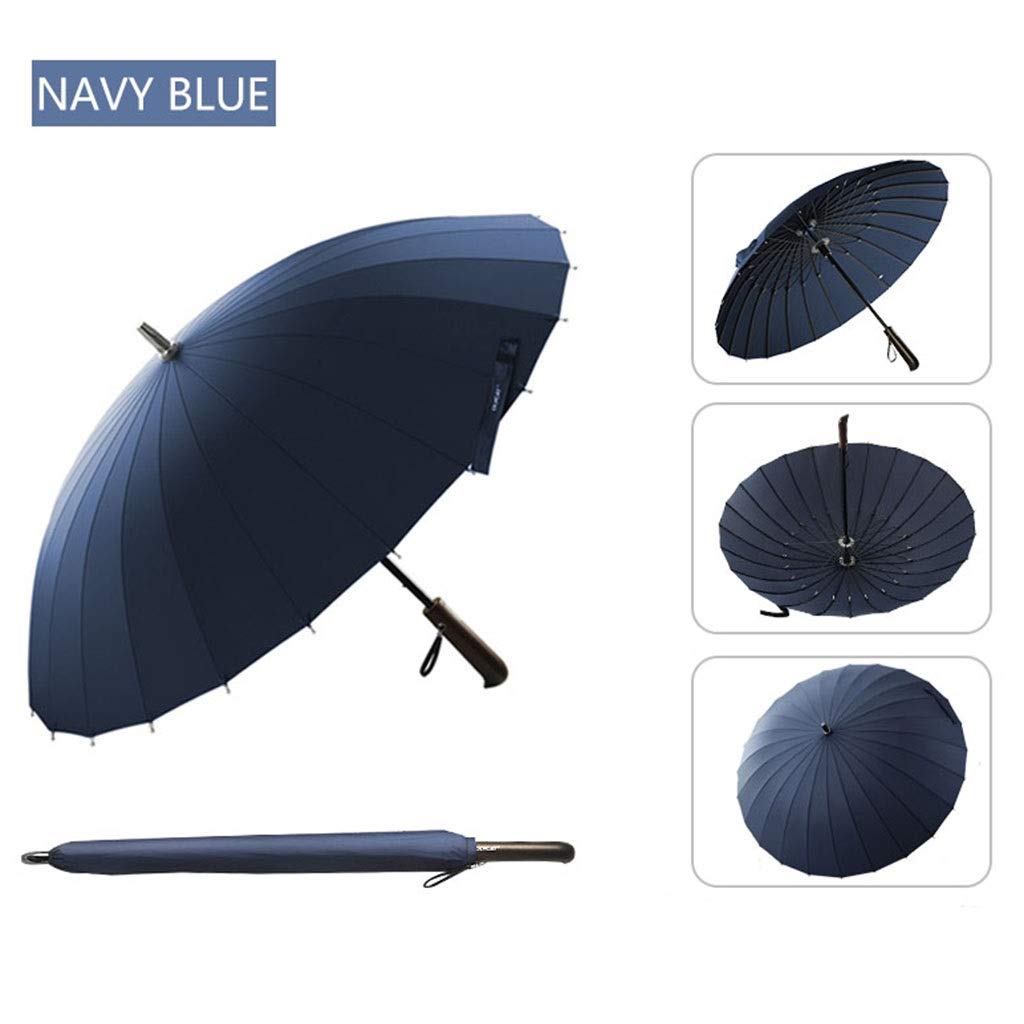 San 1pcs 39Inch Strong Affaires Umbrella Coupe-Vent, Les Femmes À Long Manche Parapluie, Fibre De Verre Parapluie De Golf for La Famille (Color : Blue)