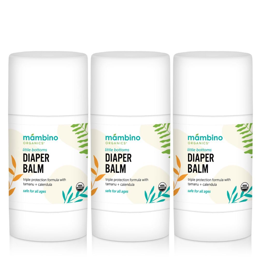 Mambino Organics Little Bottoms Diaper Balm, Calendula - Oatmeal, 0.63 Ounces (3 Pack)