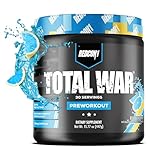 REDCON1 Total War Pre Workout - Beta Alanine + Citrulline Malate Keto Friendly Preworkout for Men & Women with 320mg of Caffeine - Fast Acting -Blue Lemonade (30 Servings)