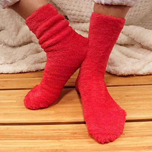Image of BambooMN Women's Super Soft and Cozy Feather Light Fuzzy Socks - Multiple Color Options - Two Sizes - Value Packs