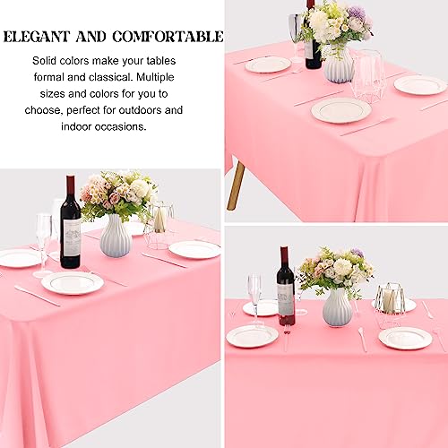 Image of 4 Pack Rectangle Tablecloth 90x132Inch Pink Washable Polyester Table Cover for Wedding Dining Table Buffet Parties Banquet Decoration(Pink)