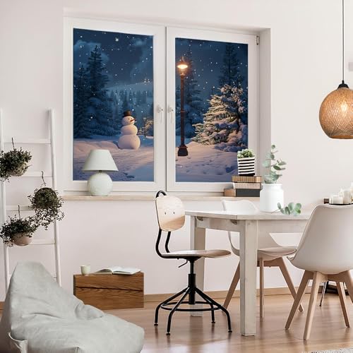 Vinilo decorativo para ventana con diseño de muñeco de nieve miniatura 5