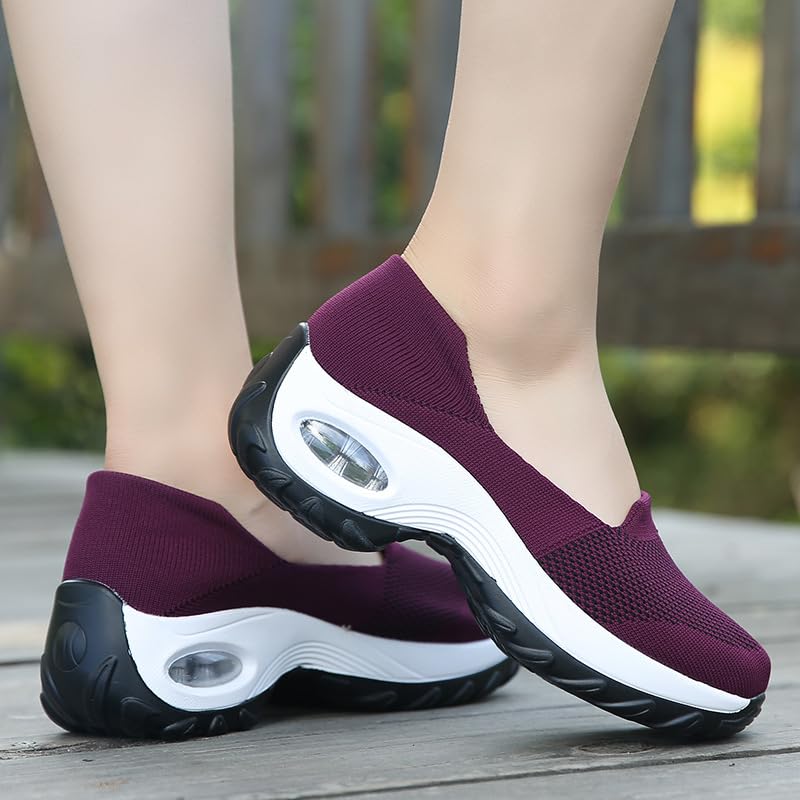 Walking Shoes Women Slip on Sneakers Non Slip Work Arch Support Tennis Plantar Fasciitis Orthopedic Breathable Mesh Comfortable Ladies Nursing4