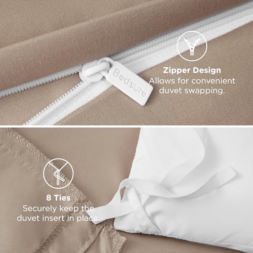 Image of Bedsure Duvet Cover Queen - Only Includes 1 Duvet Cover (90 inchx90 inch), Hotel Luxury Soft Double Brushed All Season Bedding for Kids & Adults, Zipper Closure, Light Brown (No Comforter, No Pillow Shams)