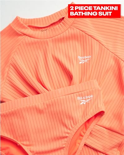 Reebok Girls' Tankini Set - 2 Piece UPF 50+ Short Sleeve Tankini Bikini Swimsuit - 2 Piece Bathing Suit for Girls (4-12)2