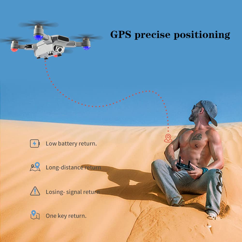 Drone RC con videocamera HD 6K per Adulti, Drone Pieghevole con Posizionamento GPS, Volo waypoint, Follow Me, 75 Minuti di Durata della Batteria, modalità Senza Testa, Trasmissione Video 5G