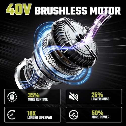 SEYVUM Leaf Blower Cordless 40V - 650CFM 180MPH Brushless Electric Snow Blower with 2 X 5.0Ah Battery & Charger, Blowers for Lawn Care High-Power Variable Speed & Turbine Power Boost, Lightweight