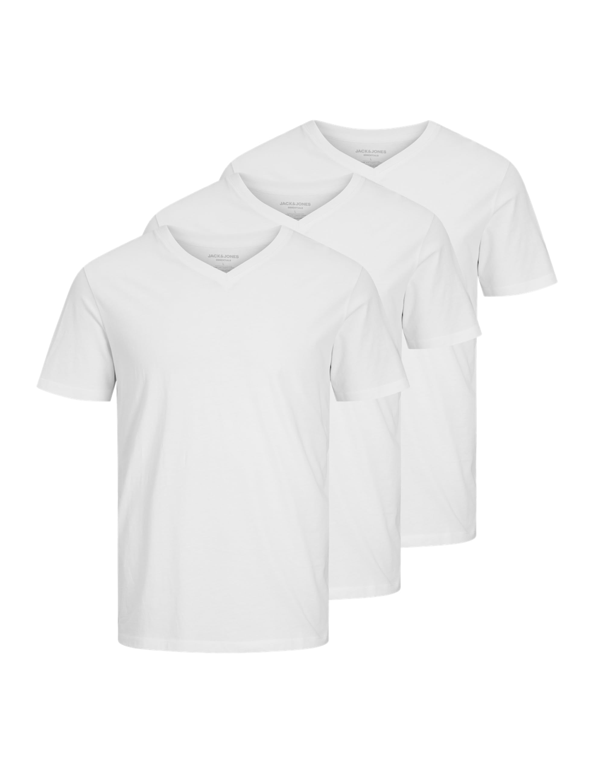 JACK & JONES Herren Jjeorganic Basic Tee Ss V-Neck 3Pk Mp (3er Pack)