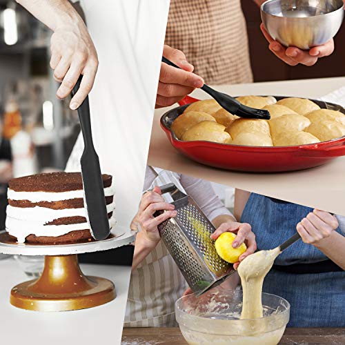Nonstick Silicone Spatula Set 5PCS ONLYWIN Kitchen Cookware Utensils Sets Heat Resistant 500℉ BPA Free Dishwasher Safe Mini Spatula Baking Scraper and Brush for Cooking,Black