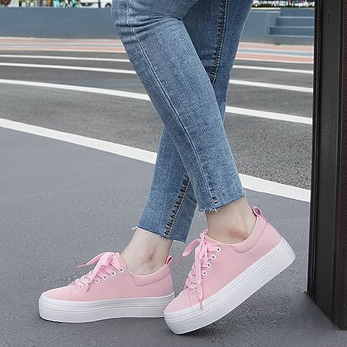 Image of JABASIC Women Lace Up Platform Sneakers Comfortable Casual Fashion Sneaker Walking Shoes