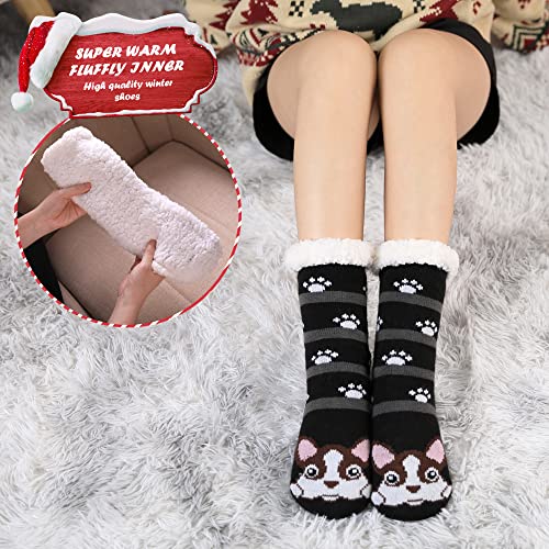 Dyw Women Winter Thick Slipper Socks With Grippers Non Slip Warm Fleece Lining Fluffy Fuzzy Socks Christmas Gifts thumb #2