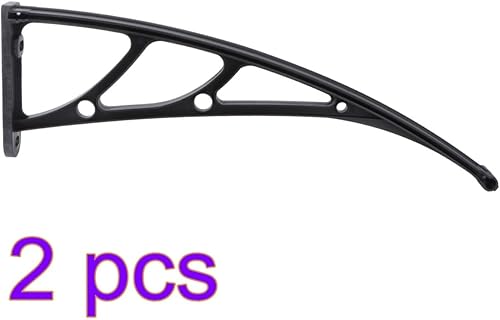 Miniatura 2 de Angoily 2 soportes en L resistentes para patio, balcón, barandilla, estante transparente, toldos, estanterías de metal, toldo de puerta, toldo de