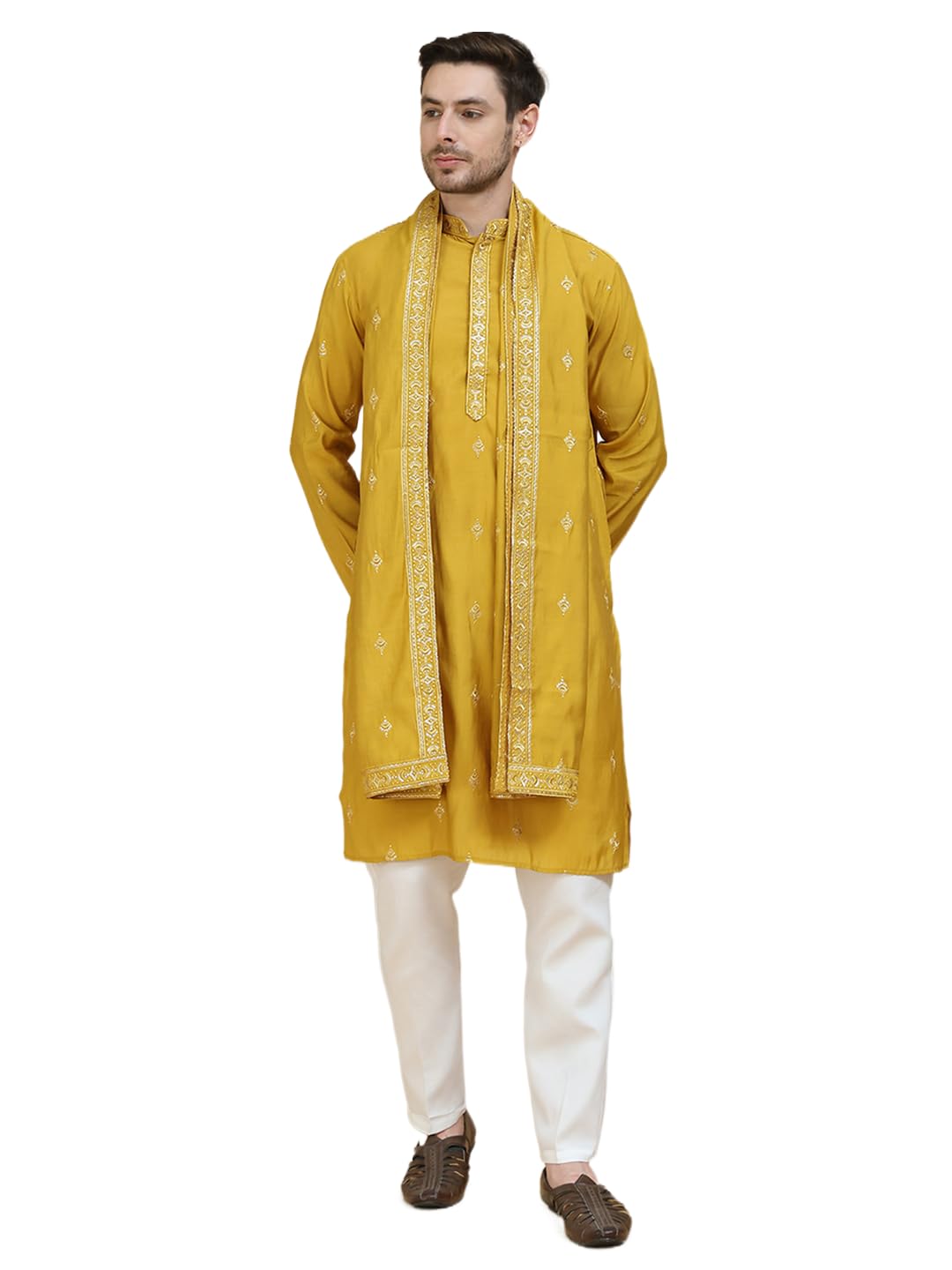jompers Embroidered & Sequin Kurta Pyjama With Dupatta-picture-11