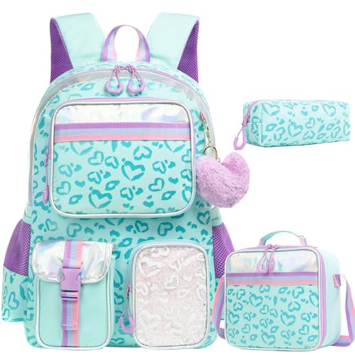 HTgroce Multibolsillo Mochilas Escolares Niña 8 años Mochilas Escolares Para Niña Primaria Mochila Bolsa de almuerzo y estuche