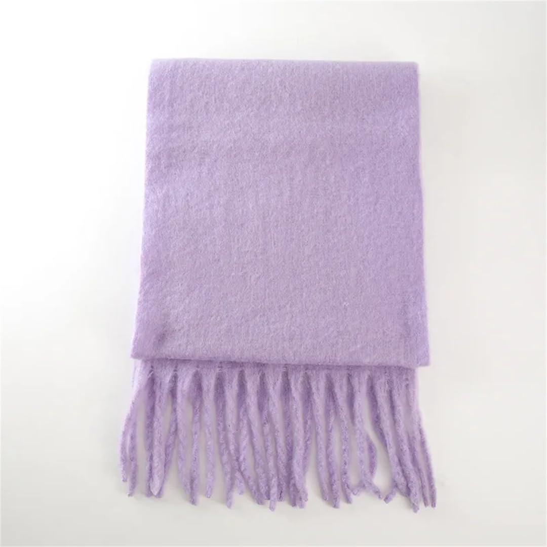 Sciarpa in cashmere spessa solida per le donne grande coperta di lana invernale scialle caldo avvolge femminile con nappa