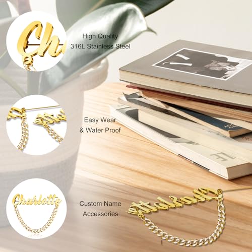 Image of Custom Lapel Pin for Women Men - Name Brooch Pin Personalized Stainless Steel for Wedding Business Party - Gold /Silver /Black Customized Jewelry Gifts