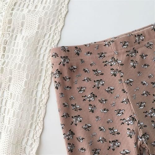 Kids Girls Floral Ribbed 𝐋ounge Set Knit Outfits Ruffle Trim Matching 𝐏a𝐣ama Set Short Sleeve Top and Pants 𝐋oun𝐠ewear3