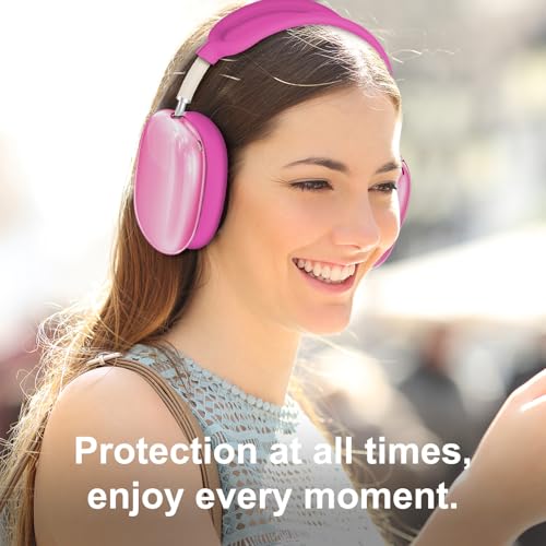 Image of Silicone Case Cover for AirPods Max 2 / AirPods Max Headphones (Hot Pink) | Clear Soft TPU Ear Cups Cover /Ear Pad Case Cover /Headband Cover for AirPods Max,Transparent Accessories for Apple AirPods Max