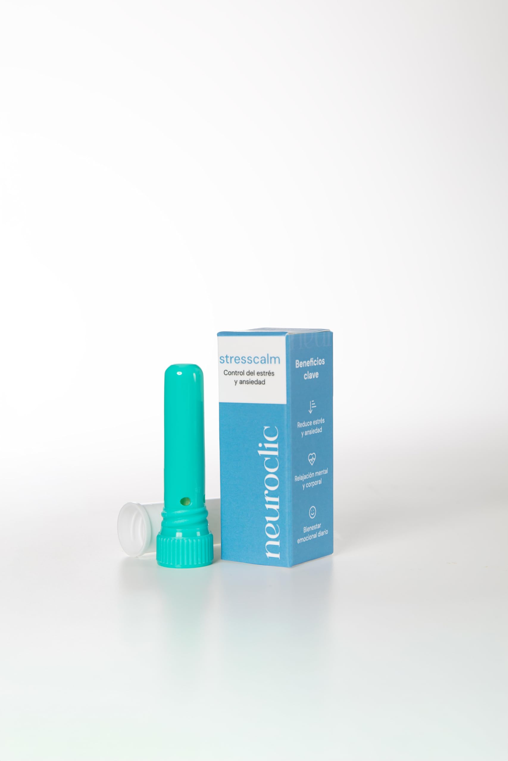 Stresscalm, Inhalador de Aceites Esenciales para Control del Estrés y Ansiedad, Mezcla de Bergamota, Boswelia, Lavanda, Manzanilla, Naranja Amarga, Rosa Damascena, Amyris, Ylang Ylang