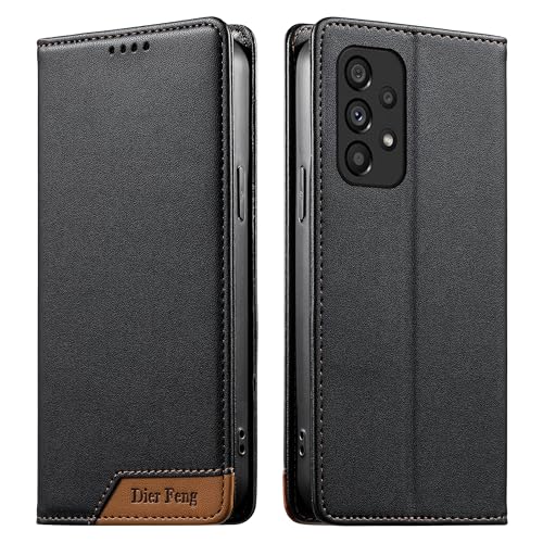 Klapber Funda para Samsung Galaxy A53 5G Carcasa de Cuero PU Tipo Libro con Tarjetero Soporte Cierre Magnético, Funda Protectora de Silicona TPU para Samsung Galaxy A53 5G, Negra