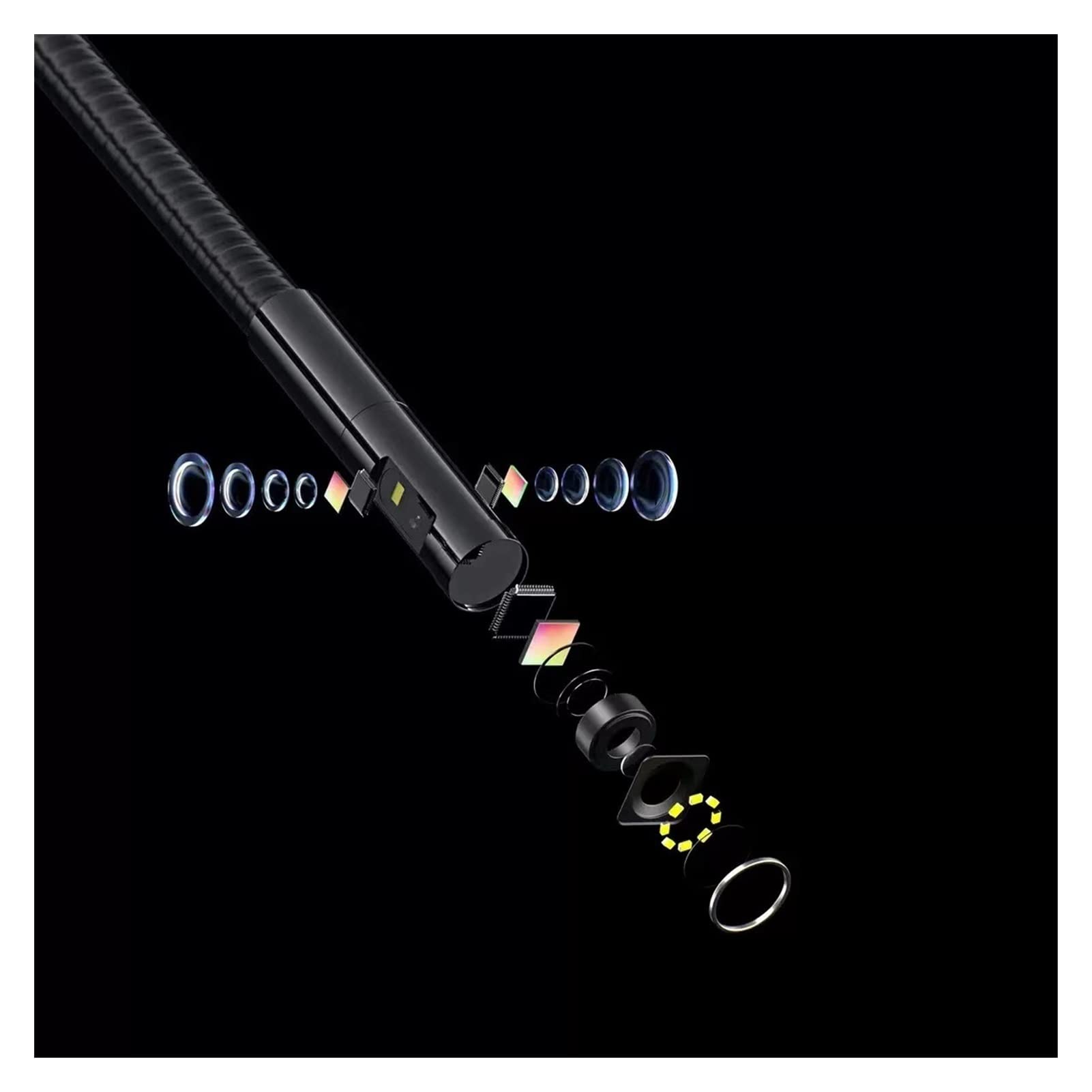 Endoscopio, 5.0" Lcd. Schermo BoresCope 8mm Tre lenti Camera di ispezione del tubo serpente 108 0P HD. Fotocamera Endoscopio industriale 6 LED IP67.
