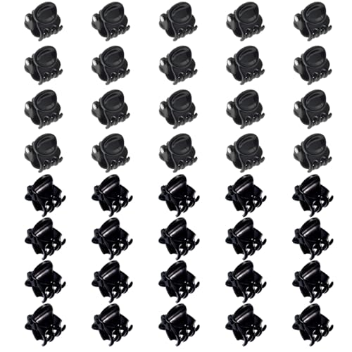 40 mini fermagli per capelli antiscivolo per ragazze e donne (neri)