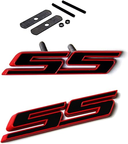 Yoaoo Paquete de 2 calcomanías de rejilla OEM Ss Plus 3D compatibles con Zl1 serie 1LE marco rojo Ss línea roja