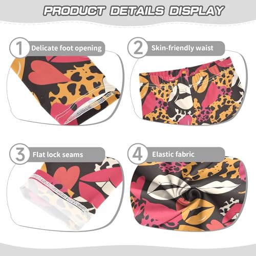 Lips Kiss Heart Pattern Love Girls Active Leggings Soft High Waisted Yoga Pants Running3