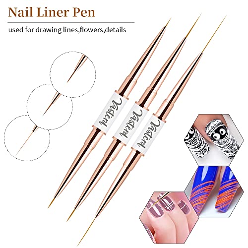 Image of Yasterd Nail Art Brushes Set,Professional 5pcs Double-Ended Acrylic Brushes