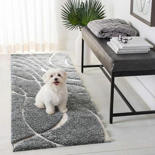 Image of Carpet for Hallway, Kitchen, and Modern Interiors, Cozy Shag Runner for Living Room, Entryway & Office Decor Size 1.5x4 feet Grey 0 Cut
