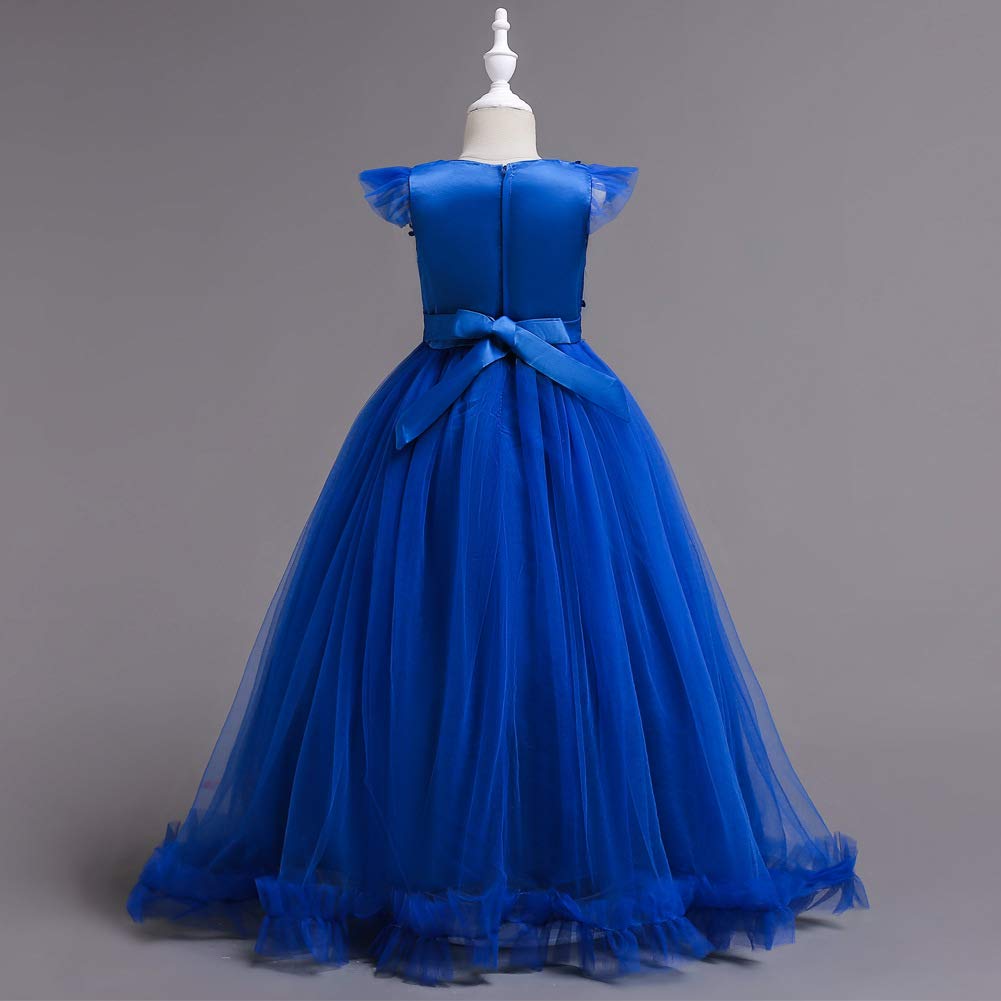 Valin Mädchen ärmelloses Spitze Tüll Kleid Hochzeit,4-14 Jahre